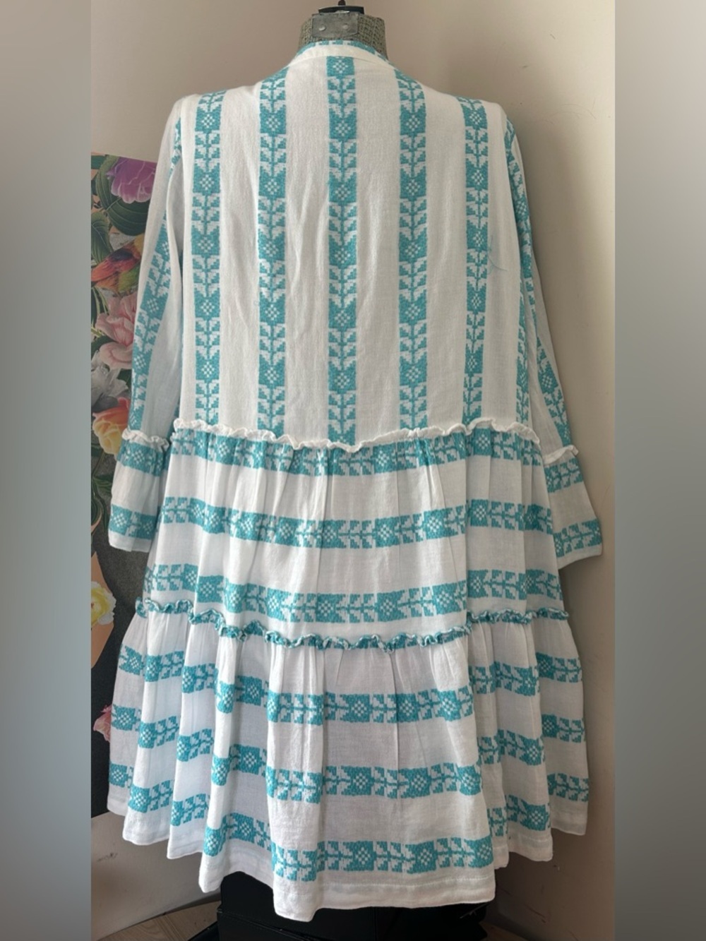 CROWN & IVY BOHO/EMBROIDERED TIERED DRESS XL. FLATTERING SILHOUETTE, FLOWY FIT. - Picture 5 of 10